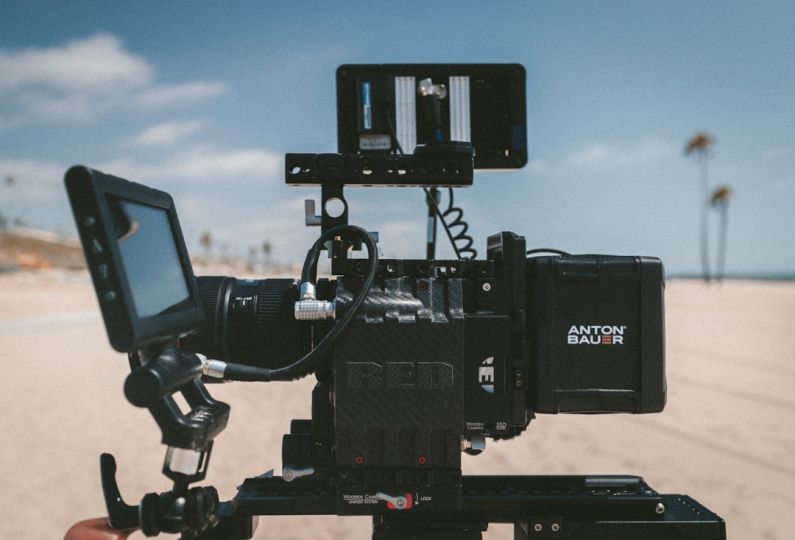 Weatherproof Gear - selective focus photography of Anton Bauer video camera